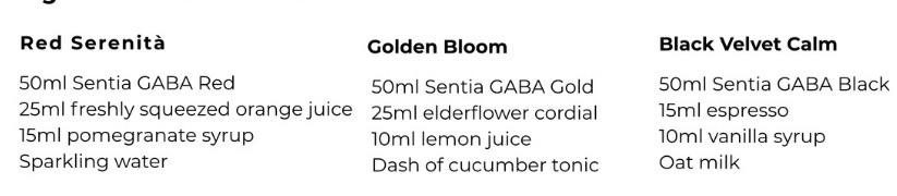 Signature GABA Mocktail ingredients at Bright's Cafe